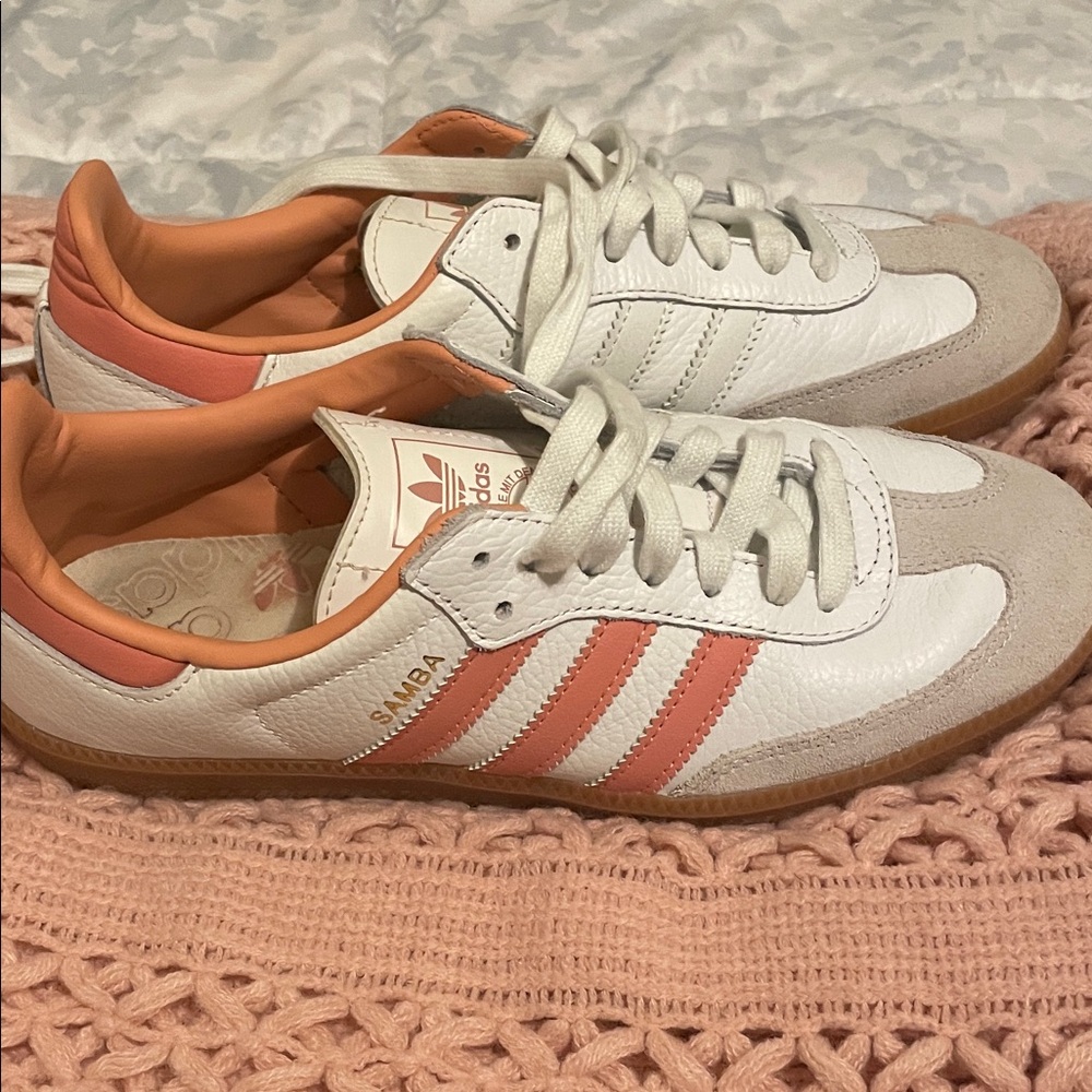 Adidas Samba White and peach Sneakers